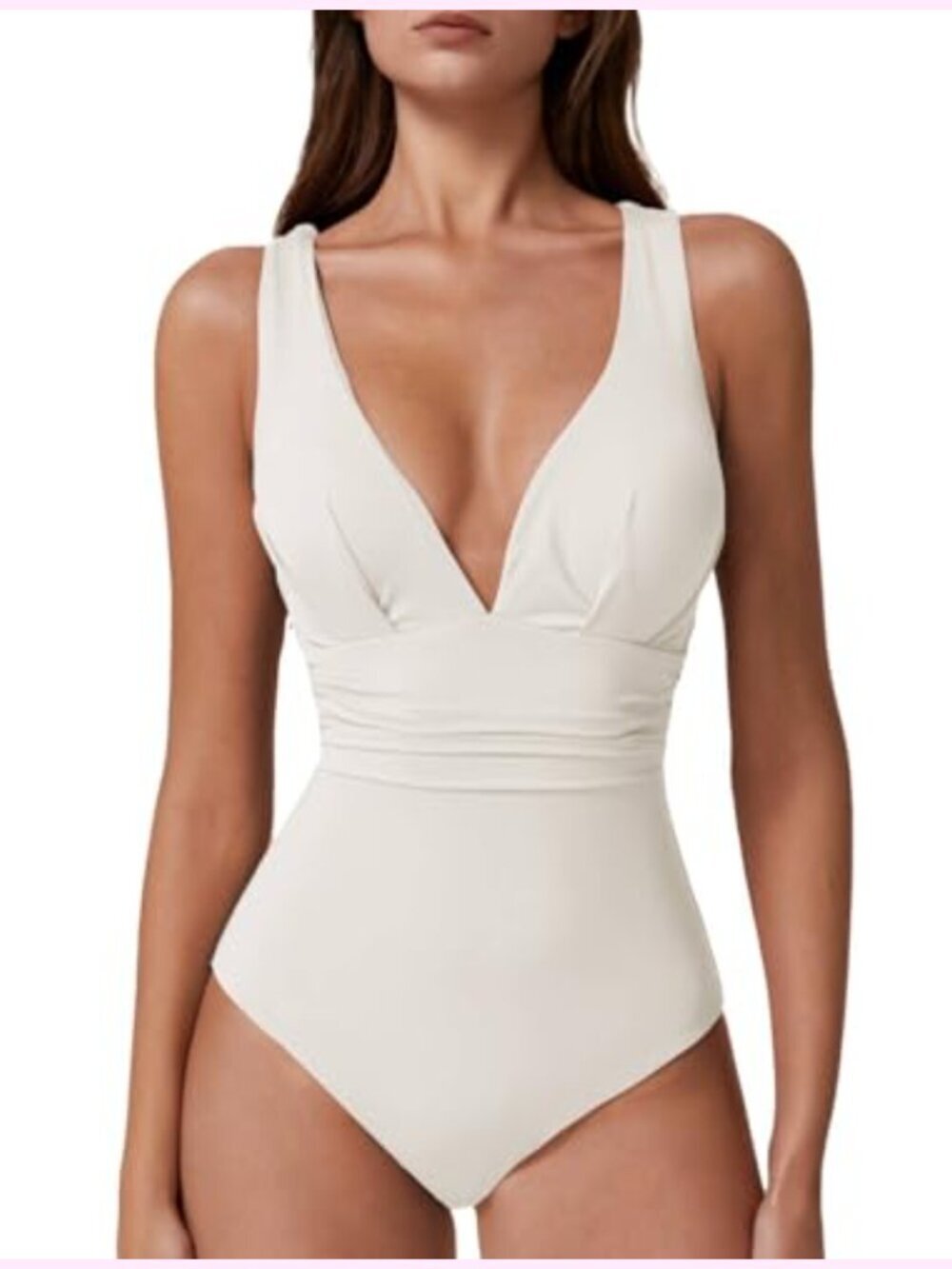 V Neck Cross Back One Piece Swimsuit High Waist Monokini